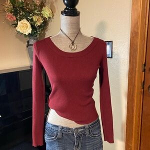 Burgundy Ribbed Long Sleeve Top